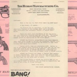 Hubley 1925 Circa Cap Pistols Catalog