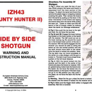 IZH43 (Bounty Hunter II) SxS Shotgun 2004 Izhmash Manual