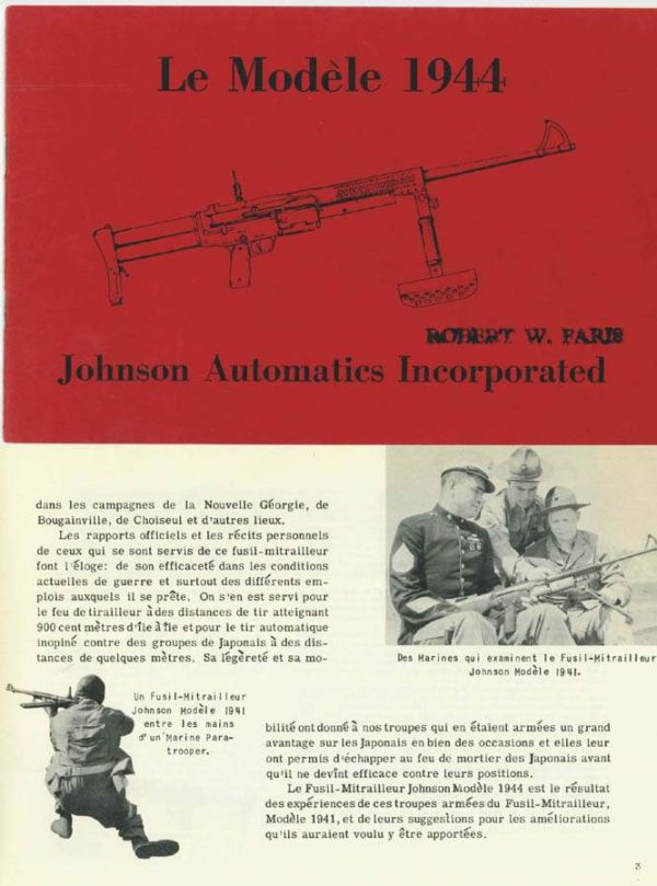 Johnson 1944 LMG- Le Modele 1944 Fusil-Mitrailleur- Manual