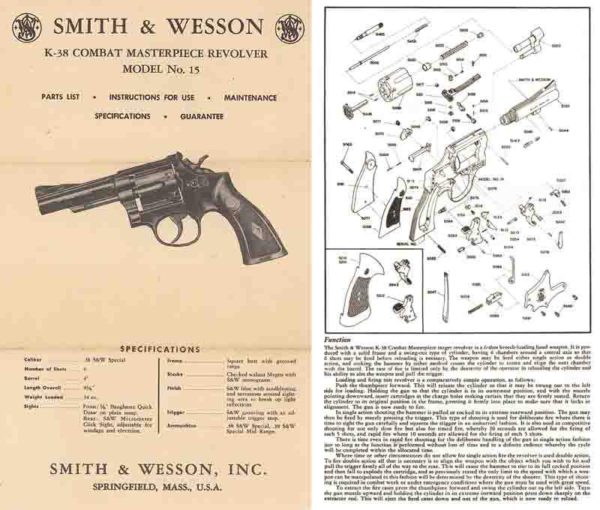 Smith & Wesson Model 15 K-38 Combat Masterpiece Revolver Manual