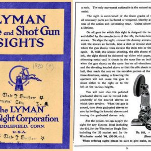 Lyman 1921 Circa Rifle and Shotgun Sights Catalog