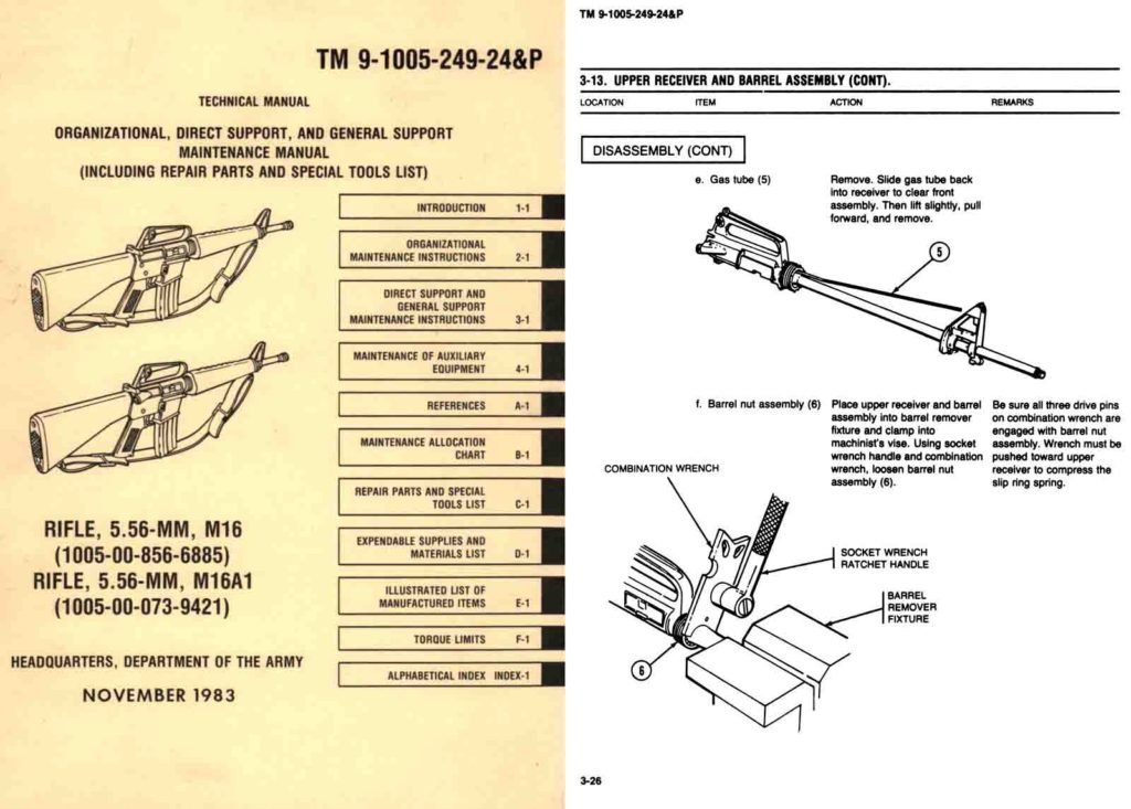 M16a1 And M16 1983 Rifle Tech Maint Manual Tm 9 1005 249 24andp Cornell Publications 7938