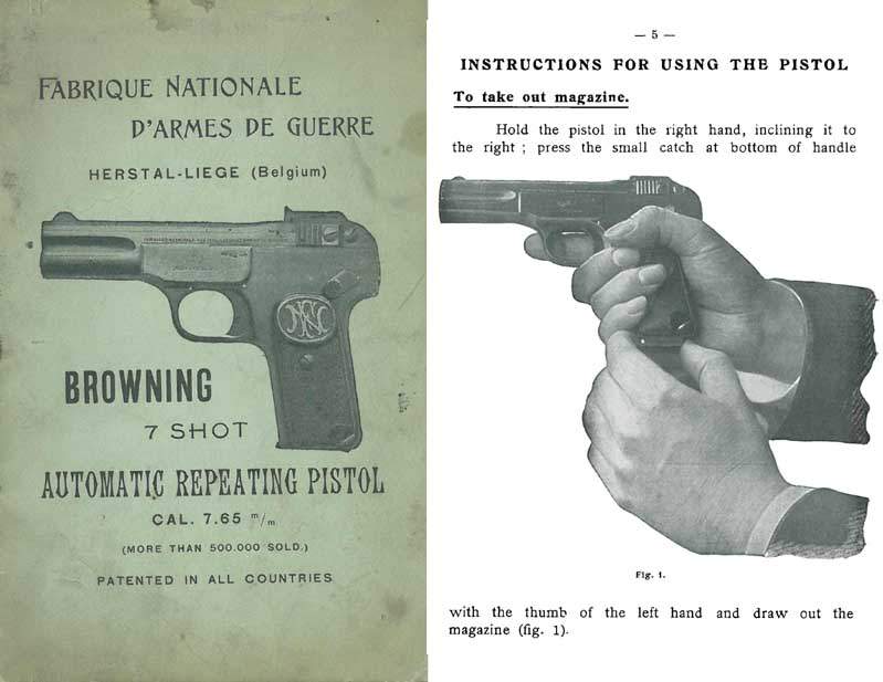 Browning 1900 FN 7 Shot Pistol 7.65 Caliber Manual - GB-img-0