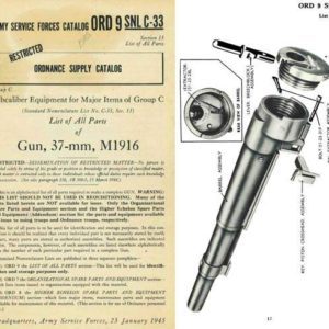 Gun, 37-mm, 1916 Ordnance Supply Catalog ORD 9 SNL C-33- Manual