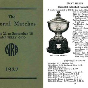 NRA National Matches Handbook, Camp Perry 1927