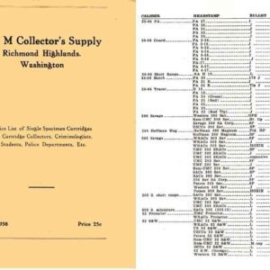 P & M Collectors Cartridge Supply July 1938 Catalog