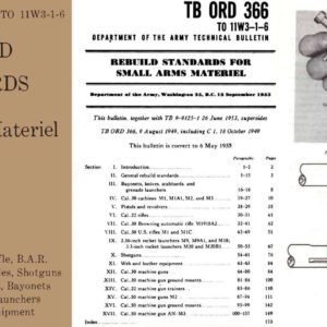 Rebuild Standards- Manual 1953 for BAR, M1, Carbine, Pistols, Revolvers, MGs etc.
