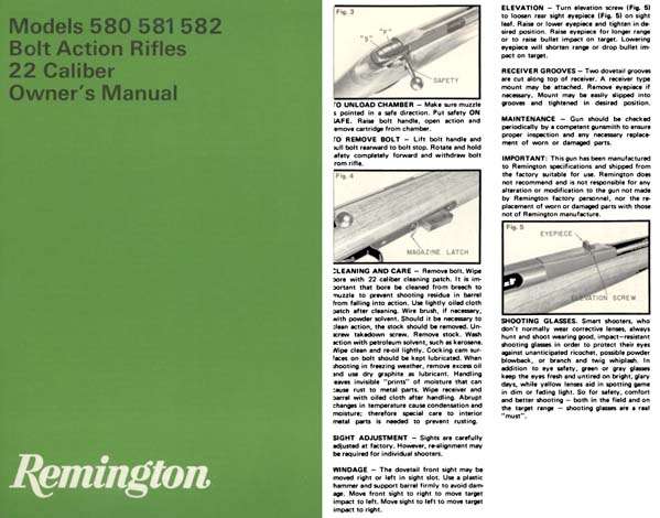 Remington Model 580, 581, 582 ,22 Bolt Action Rifle Manual - GB-img-0