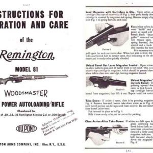 Remington Model 81 Woodmaster Care and Operations Manual
