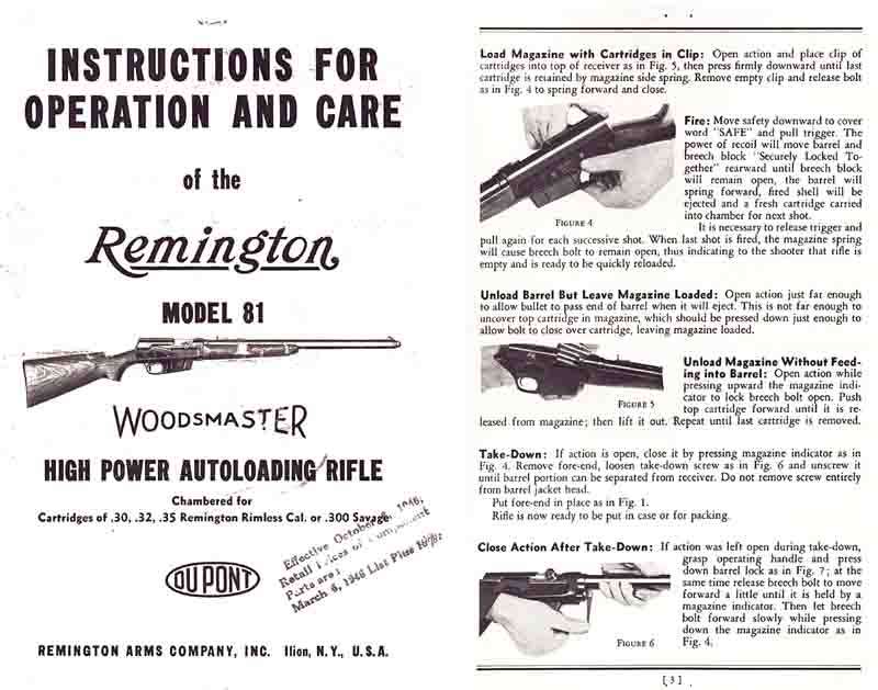 Remington Model 81 Woodmaster Care and Operations Manual - GB-img-0