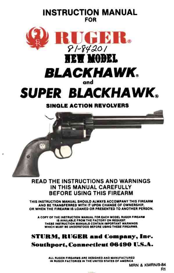 Ruger 1984 New Super Blackhawk Manual - GB-img-0