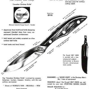 Russell Belt Knife Flyer 1960 Circa, Ottawa, Canada