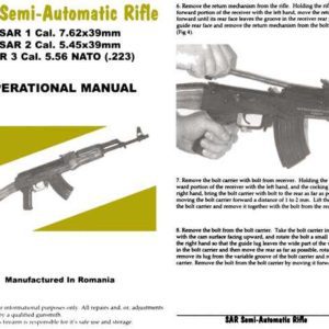 SAR Semi-Automatic Rifle Manual 7.62; 5.45; 5.56 cal (Romania)