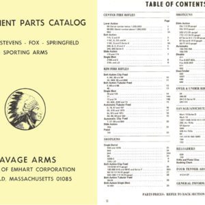Savage 1989 Circa Component Parts Catalog