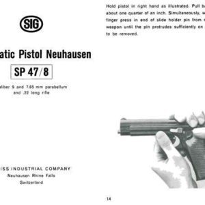 SIG P210-1946 circa Automatic Pistol Neuhausen SP 47-8 Manual