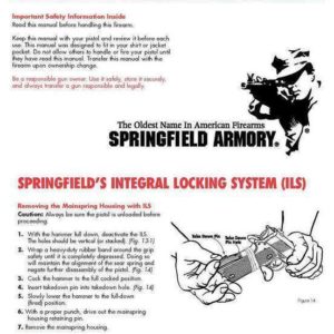 Springfield Armory 1911A1 Pistol Manual