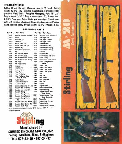 Stirling Squires Bingham Mfg. c1970 Company Model M20 Rifle Manl- GB-img-0