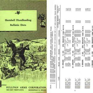 Sullivan Arms-Shotshell Handload Ballistics Data 1960 Circa