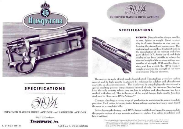 Tradewinds 1963 Circa Husqvarna, Mauser Catalog (Tacoma, WA)