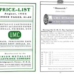 Union Metalic Cartridge Company (UMC) 1903 Ammunition Catalog