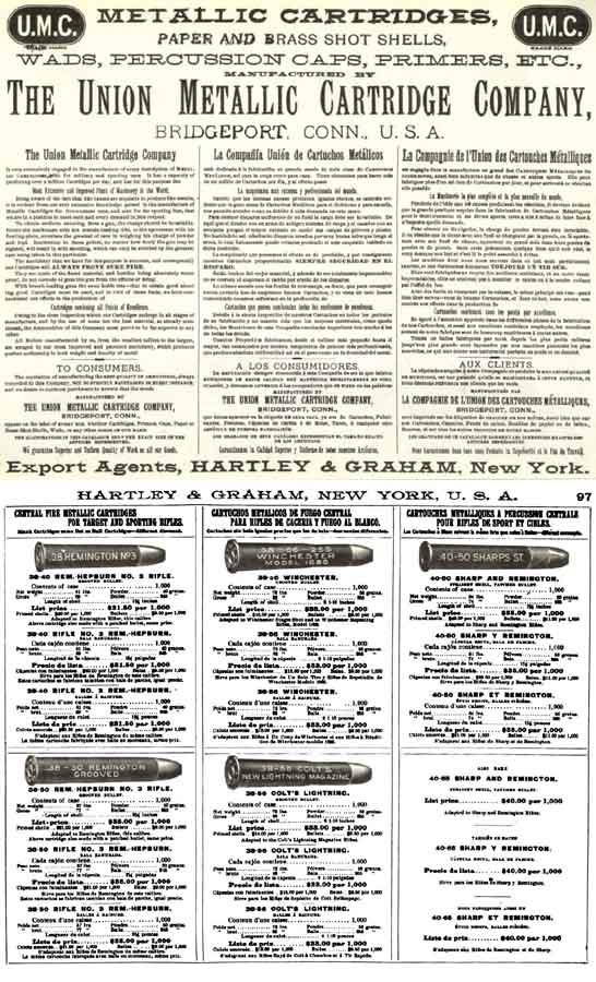 UMC 1888 Ammunition Catalog by Hartley & Graham- Eng, Port, Sp- GB-img-0