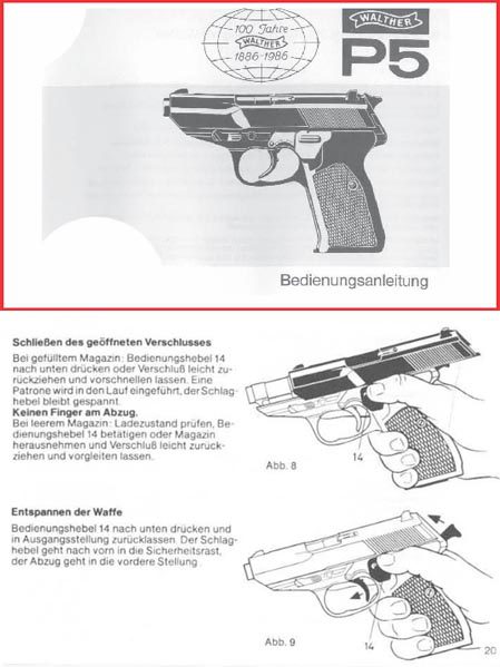 Walther P5 English, German, French & Italian Operations manual - GB-img-0