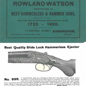 Rowland Watson 1920 Gun Catalog Birmingham, England
