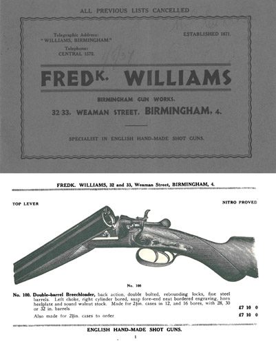 Fred K. Williams 1937 Gun Catalog, Birmingham, England - GB-img-0