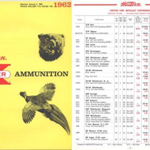 Winchester 1962 Ammunition Catalog