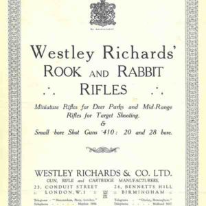 Westley Richards & Co. 1920 Rook and Rabbit Rifles