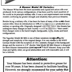 Mauser M48-48a Yugoslavian Manual