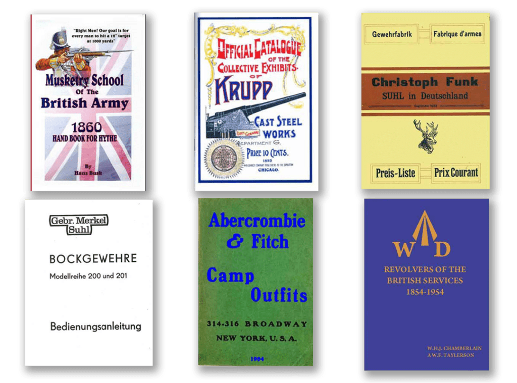 antique historical firearm catalog and manual reprints from countries around the world